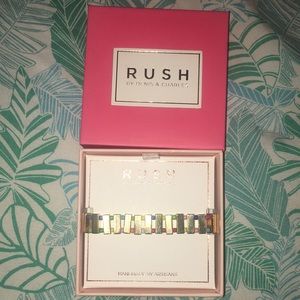 Rush By Denis & Charles gold colored and bead stretchy bracelet